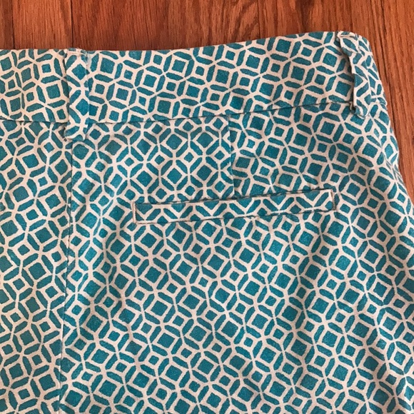 Loft Linen Blend Shorts Teal Geometric Pattern - Picture 7 of 9